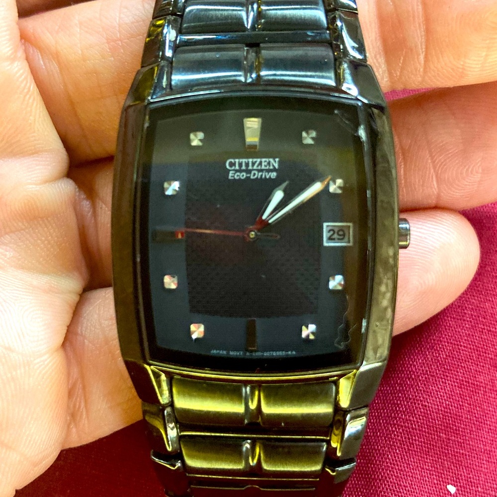 Citizen Eco Drive blackout with 7” bracelet. Mens or Womens